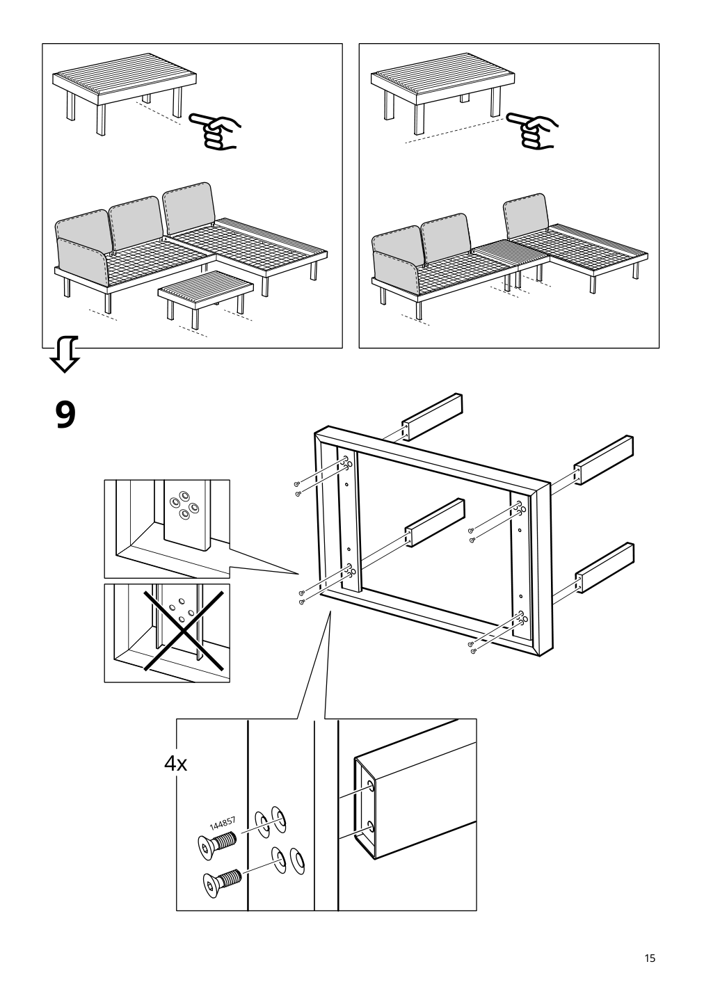 Assembly instructions for IKEA Revskaer 3 seat conversation set anthracite outdoor | Page 15 - IKEA REVSKÄR 3-seat conversation set 195.446.24