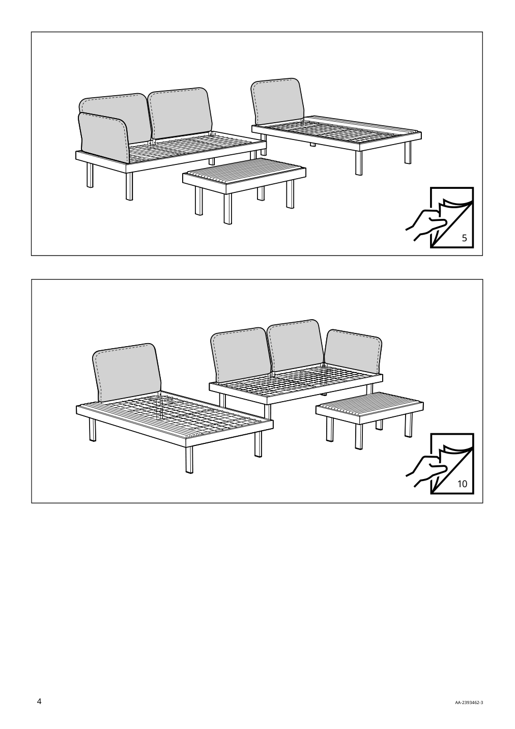 Assembly instructions for IKEA Revskaer 3 seat conversation set anthracite outdoor | Page 4 - IKEA REVSKÄR 3-seat conversation set 195.446.24