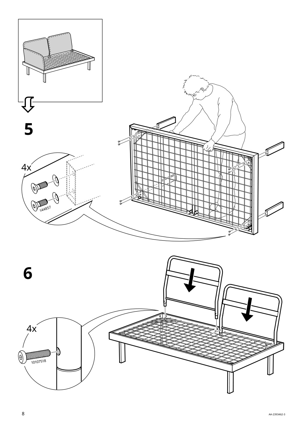 Assembly instructions for IKEA Revskaer 3 seat conversation set anthracite outdoor | Page 8 - IKEA REVSKÄR 3-seat conversation set 195.446.24