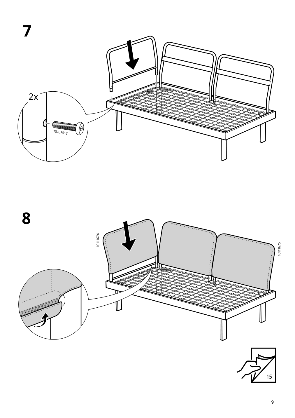 Assembly instructions for IKEA Revskaer 3 seat conversation set anthracite outdoor | Page 9 - IKEA REVSKÄR 3-seat conversation set 195.446.24