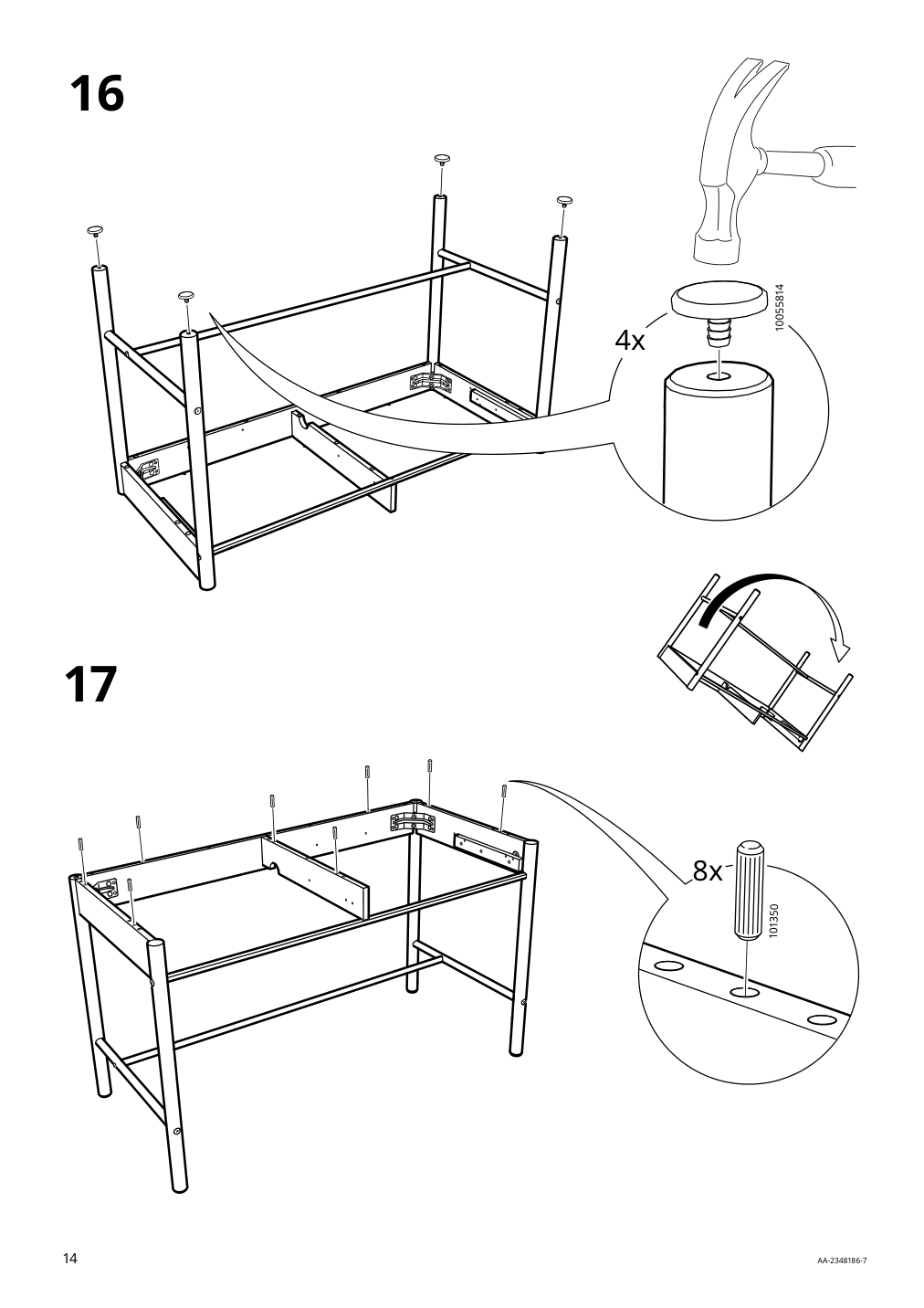 Assembly instructions for IKEA Ridspoe desk anthracite | Page 14 - IKEA RIDSPÖ / FJÄLLBERGET desk and chair 095.030.25