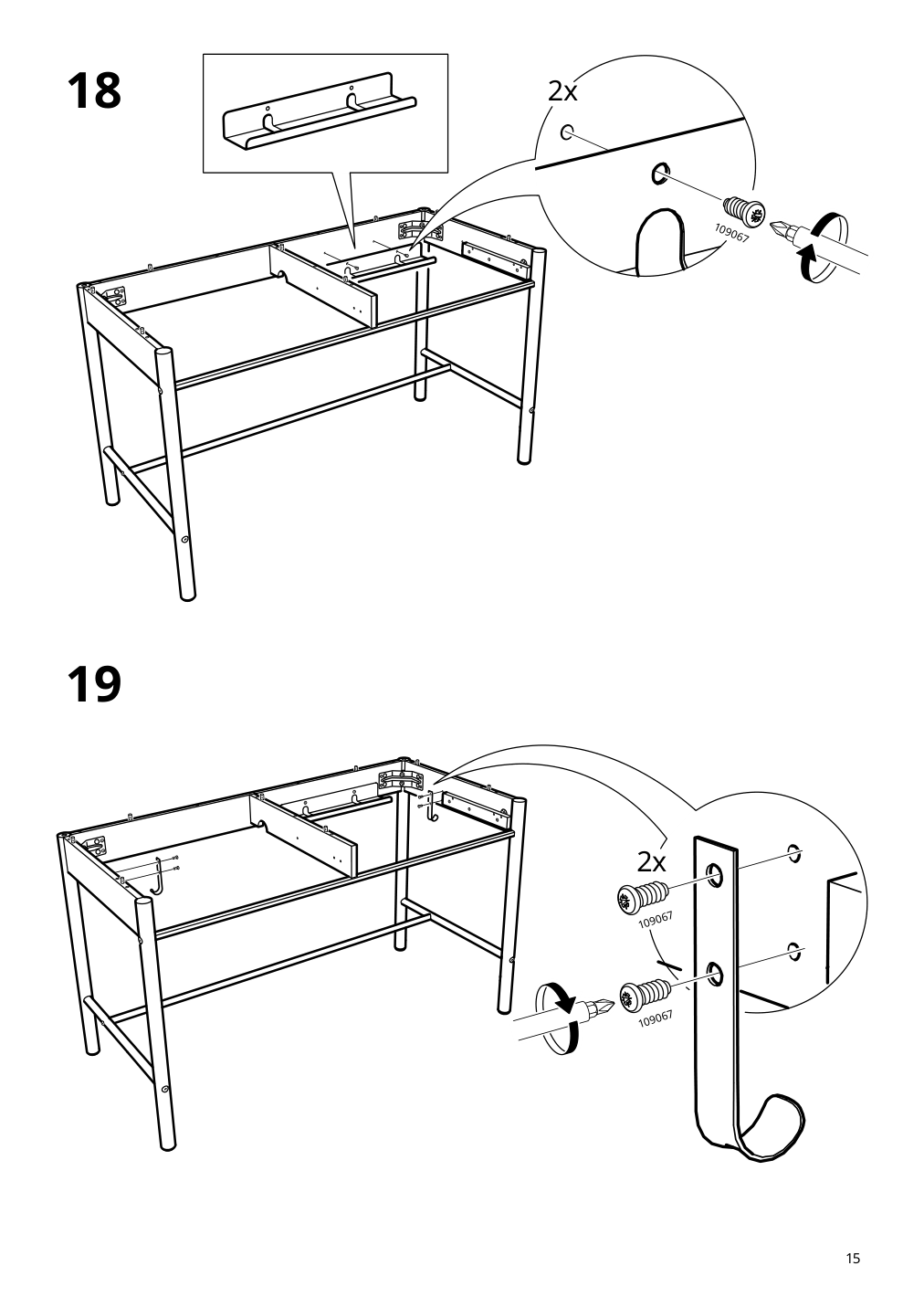 Assembly instructions for IKEA Ridspoe desk anthracite | Page 15 - IKEA RIDSPÖ / FJÄLLBERGET desk and chair 095.030.25