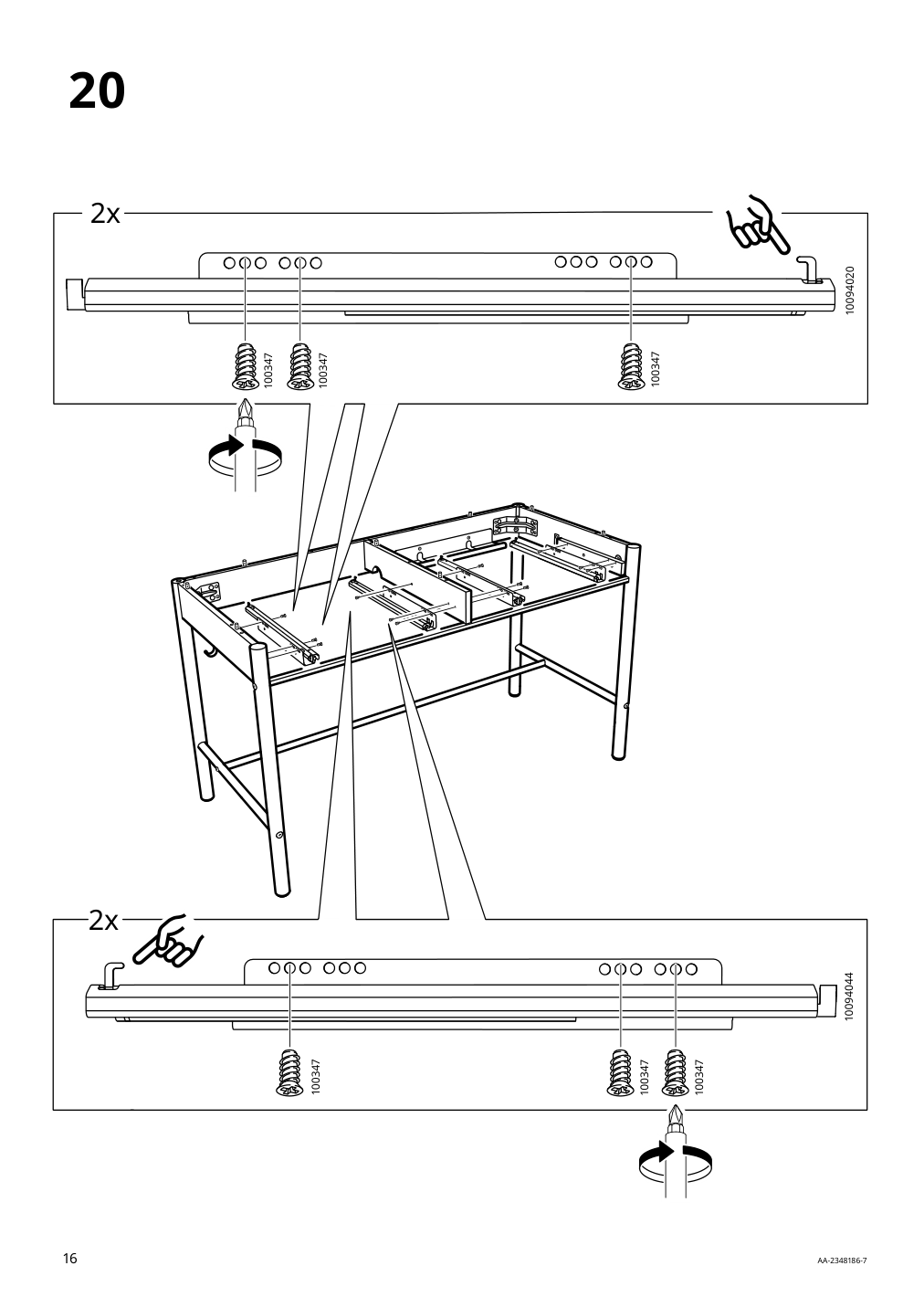 Assembly instructions for IKEA Ridspoe desk anthracite | Page 16 - IKEA RIDSPÖ / FJÄLLBERGET desk and chair 095.030.25