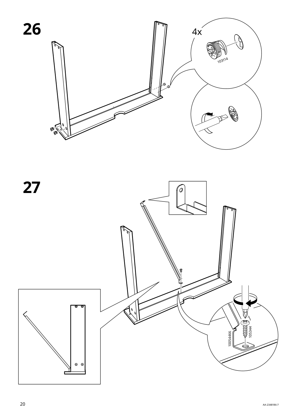 Assembly instructions for IKEA Ridspoe desk anthracite | Page 20 - IKEA RIDSPÖ / FJÄLLBERGET desk and chair 095.030.25