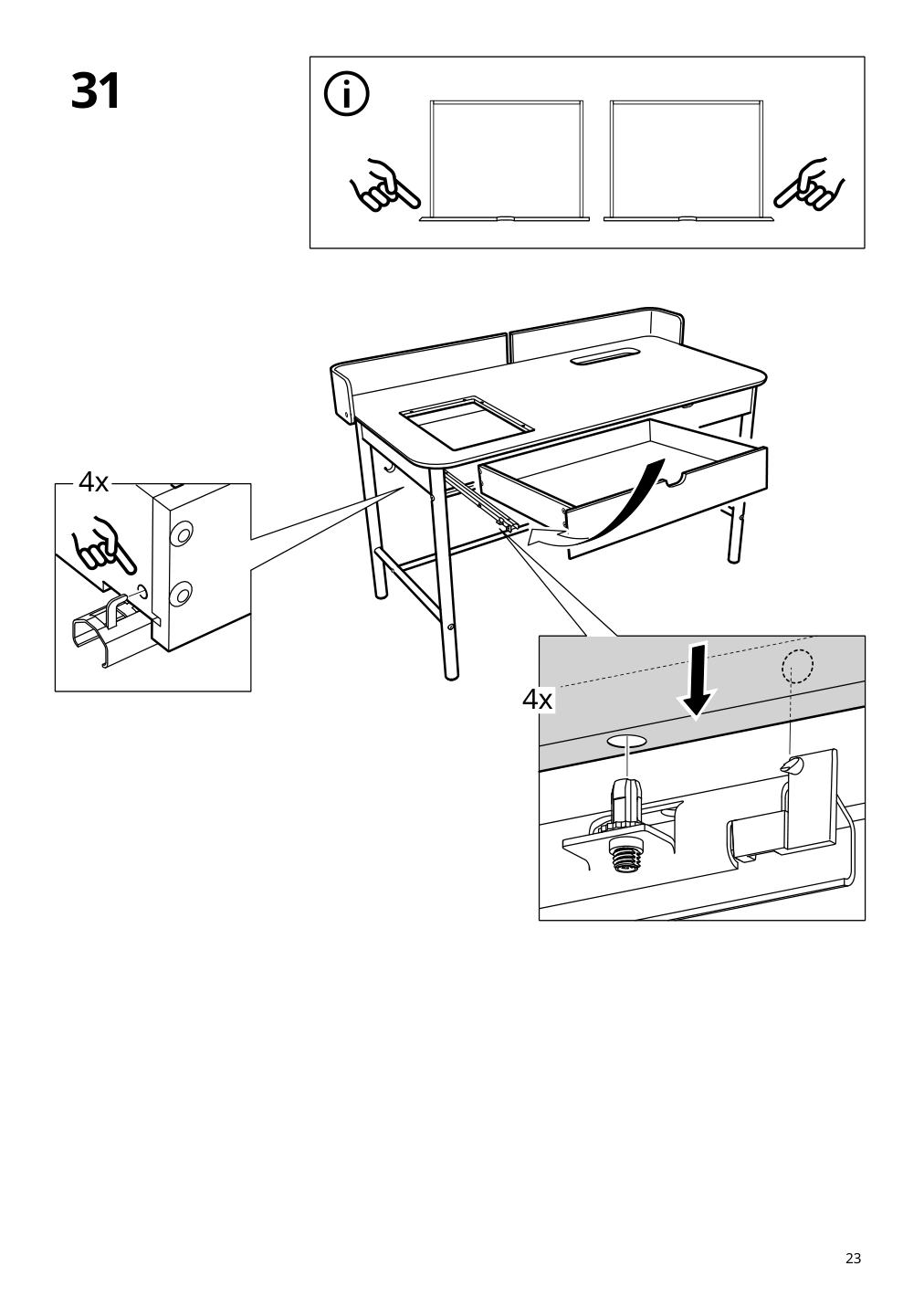 Assembly instructions for IKEA Ridspoe desk anthracite | Page 23 - IKEA RIDSPÖ / FJÄLLBERGET desk and chair 095.030.25