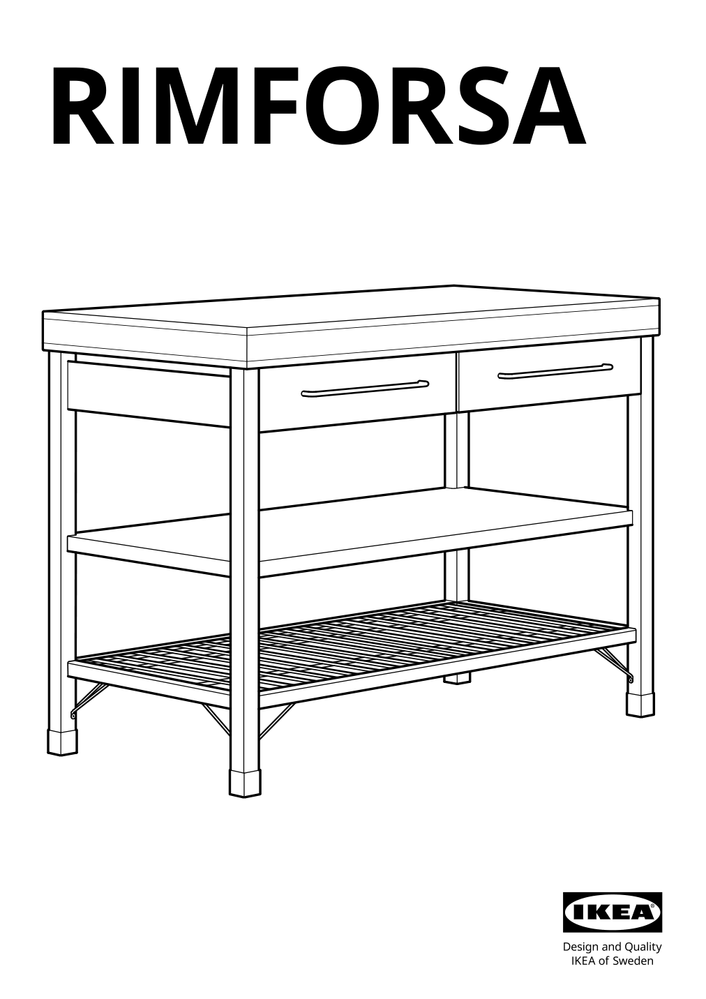 Assembly instructions for IKEA Rimforsa work bench stainless steel bamboo | Page 1 - IKEA RIMFORSA work bench 603.994.12