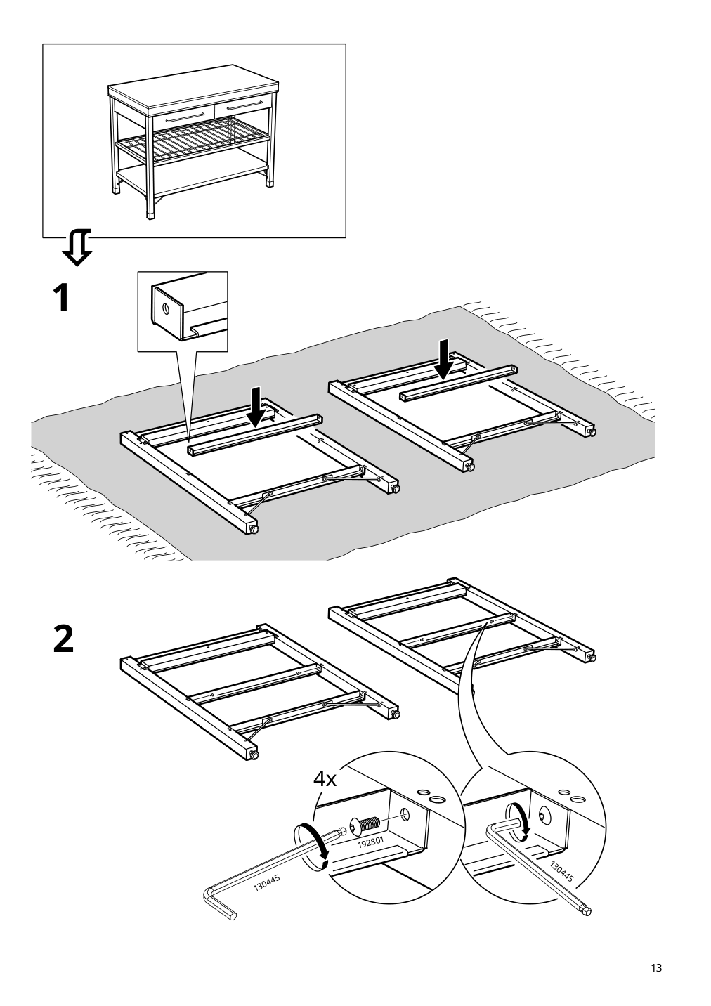 Assembly instructions for IKEA Rimforsa work bench stainless steel bamboo | Page 13 - IKEA RIMFORSA work bench 603.994.12