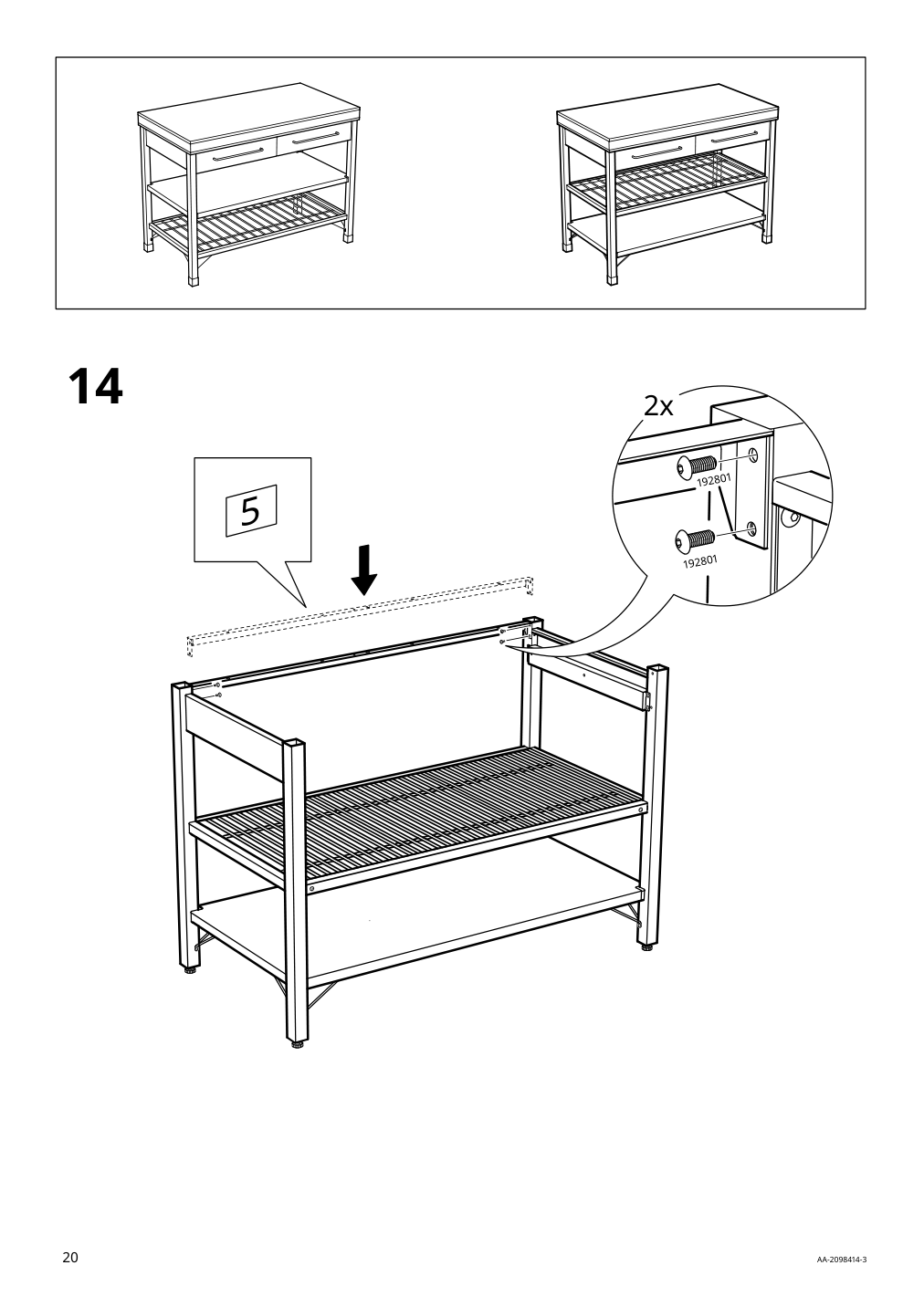 Assembly instructions for IKEA Rimforsa work bench stainless steel bamboo | Page 20 - IKEA RIMFORSA work bench 603.994.12