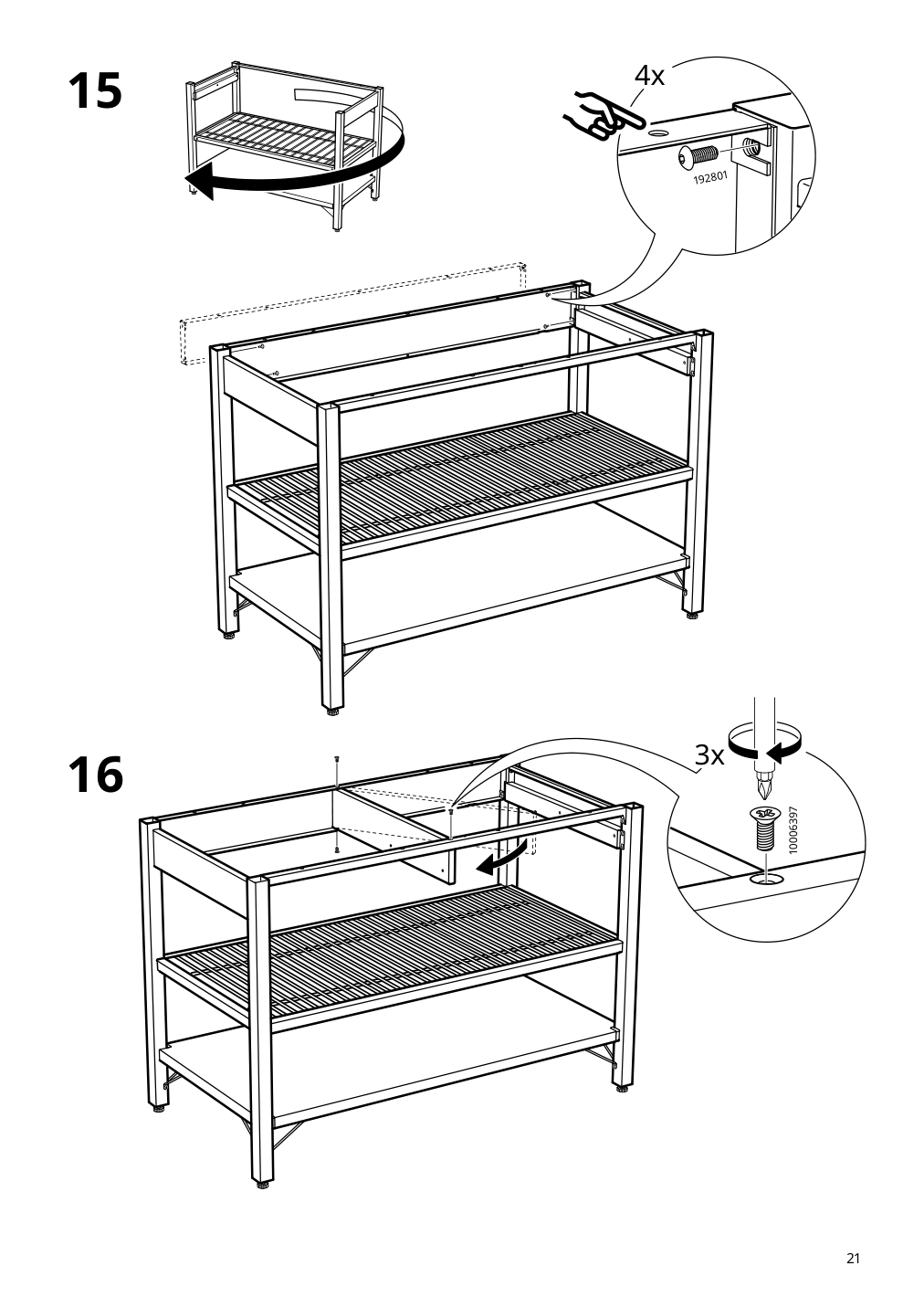 Assembly instructions for IKEA Rimforsa work bench stainless steel bamboo | Page 21 - IKEA RIMFORSA work bench 603.994.12