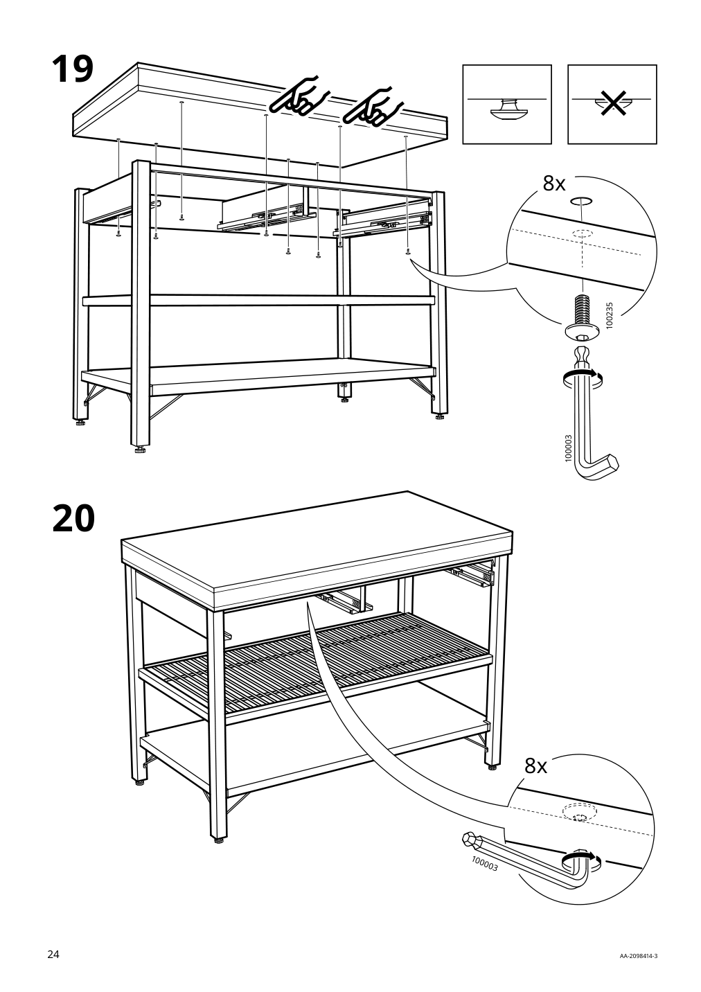 Assembly instructions for IKEA Rimforsa work bench stainless steel bamboo | Page 24 - IKEA RIMFORSA work bench 603.994.12