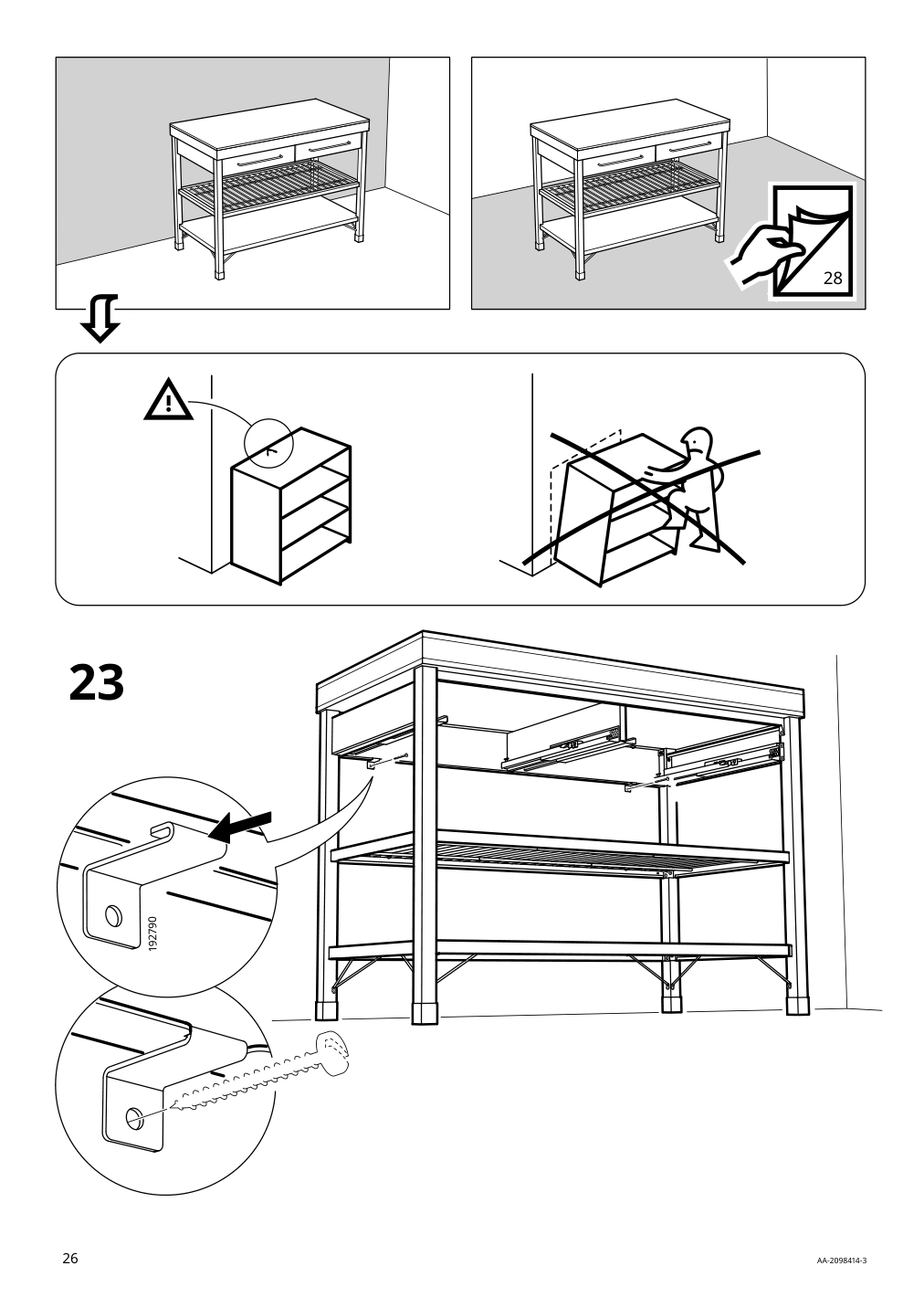 Assembly instructions for IKEA Rimforsa work bench stainless steel bamboo | Page 26 - IKEA RIMFORSA work bench 603.994.12