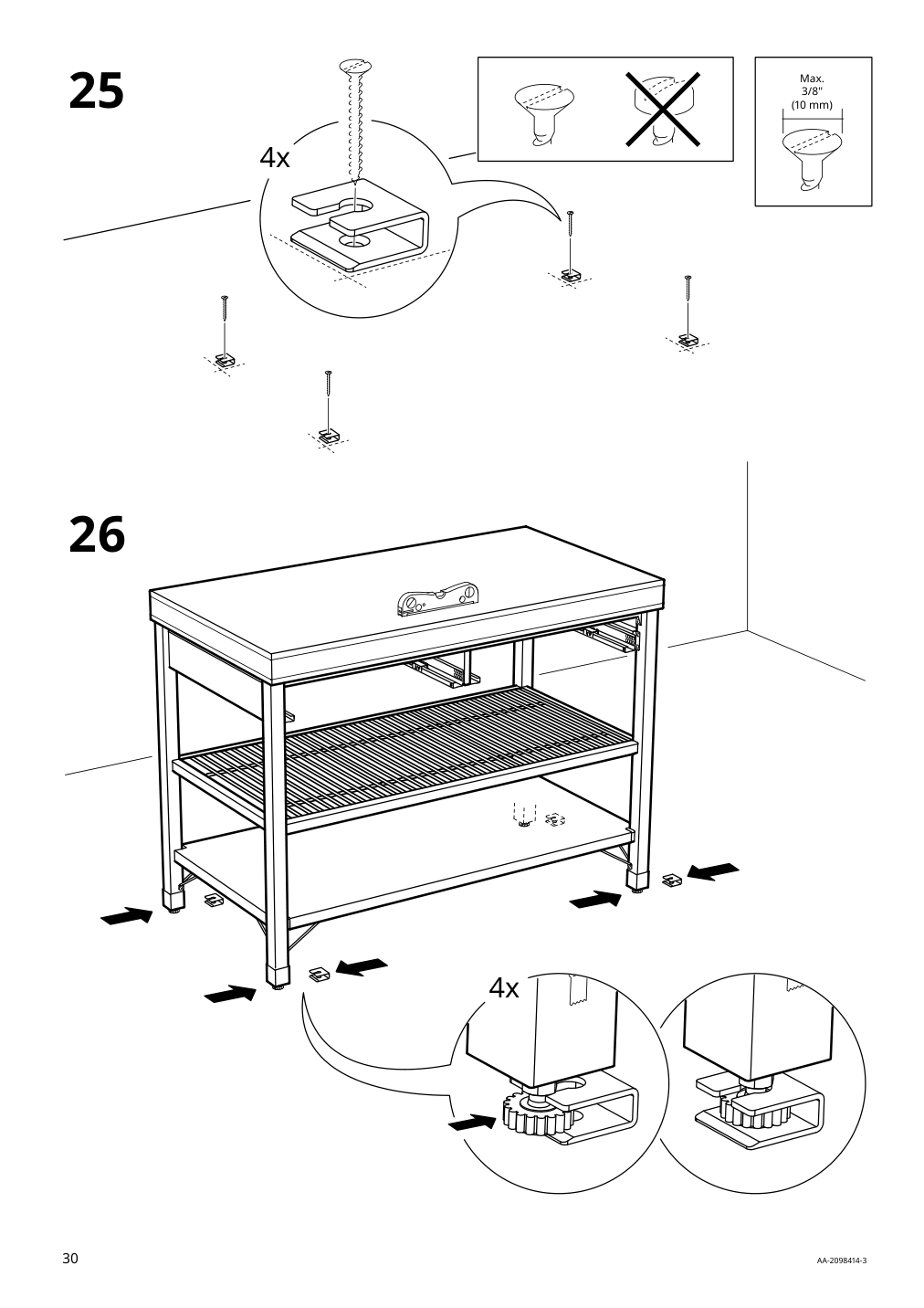 Assembly instructions for IKEA Rimforsa work bench stainless steel bamboo | Page 30 - IKEA RIMFORSA work bench 603.994.12