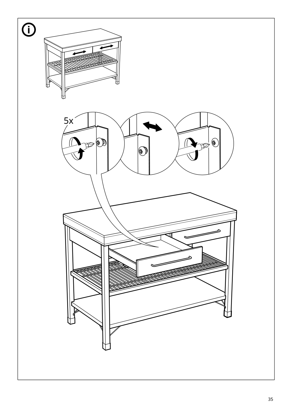 Assembly instructions for IKEA Rimforsa work bench stainless steel bamboo | Page 35 - IKEA RIMFORSA work bench 603.994.12