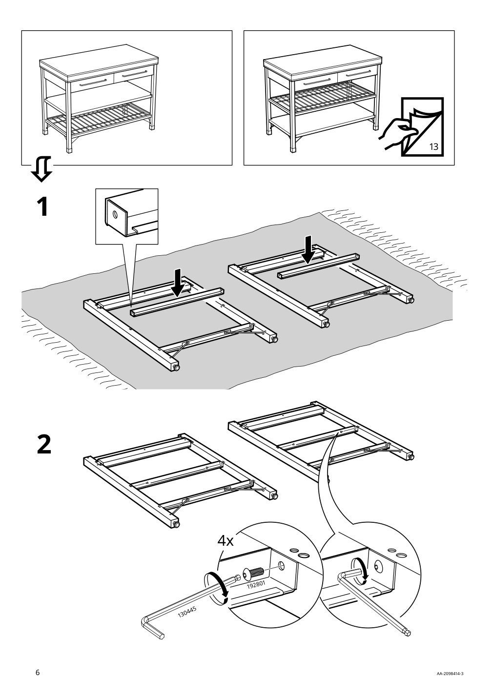 Assembly instructions for IKEA Rimforsa work bench stainless steel bamboo | Page 6 - IKEA RIMFORSA work bench 603.994.12