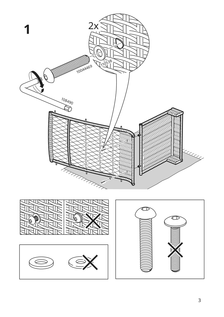 Assembly instructions for IKEA Risholmen wing chair in outdoor brown | Page 3 - IKEA RISHOLMEN wing chair, in/outdoor 005.037.94