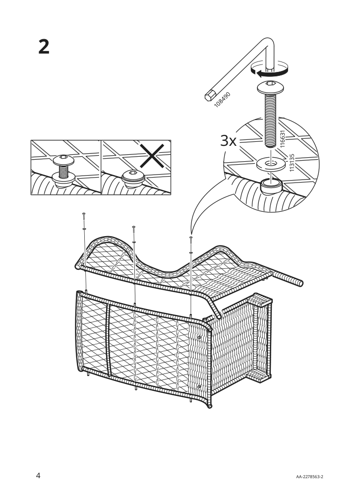 Assembly instructions for IKEA Risholmen wing chair in outdoor brown | Page 4 - IKEA RISHOLMEN wing chair, in/outdoor 005.037.94