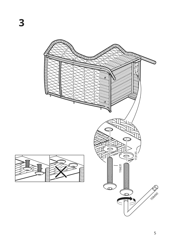 Assembly instructions for IKEA Risholmen wing chair in outdoor brown | Page 5 - IKEA RISHOLMEN wing chair, in/outdoor 005.037.94