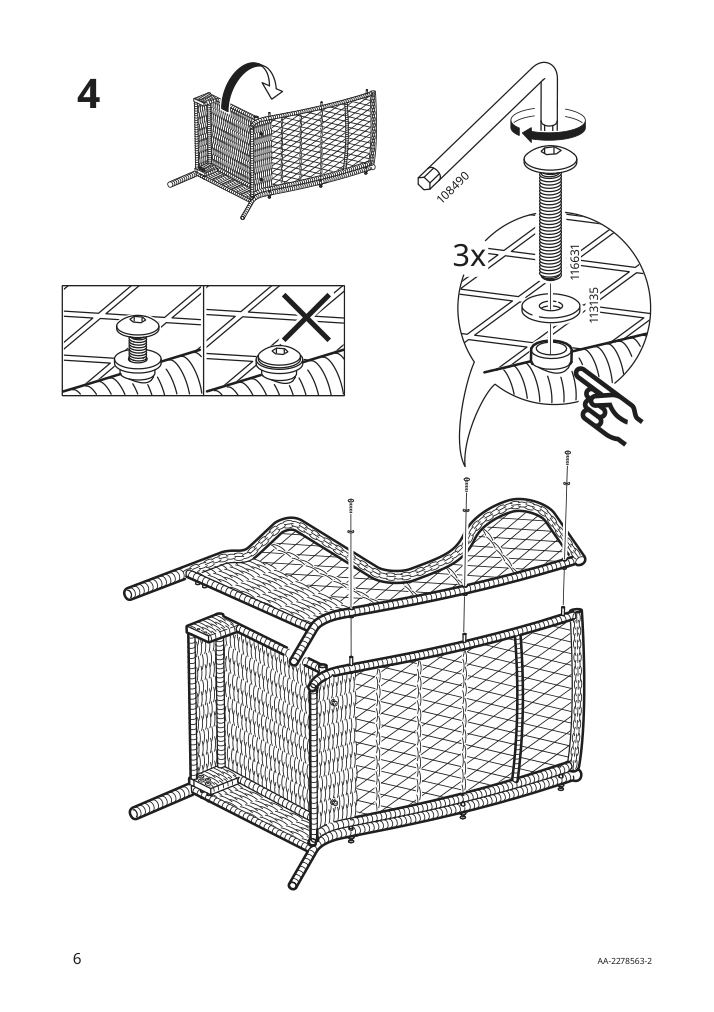 Assembly instructions for IKEA Risholmen wing chair in outdoor brown | Page 6 - IKEA RISHOLMEN wing chair, in/outdoor 005.037.94