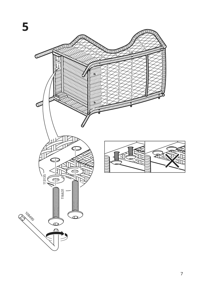 Assembly instructions for IKEA Risholmen wing chair in outdoor brown | Page 7 - IKEA RISHOLMEN wing chair, in/outdoor 005.037.94