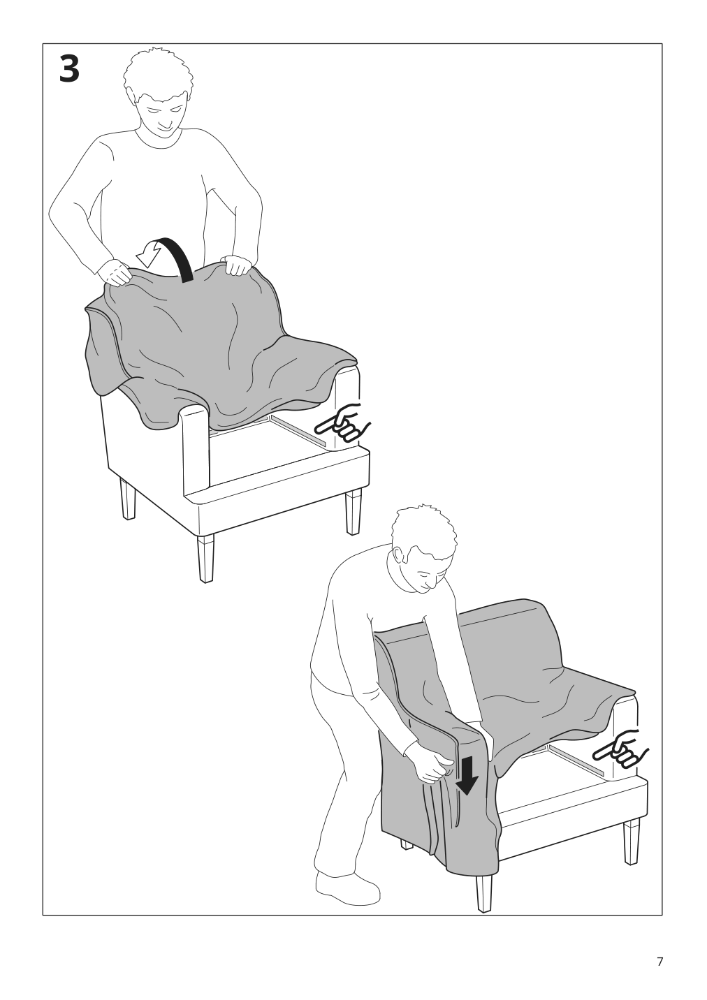 Assembly instructions for IKEA Rocksjoen armchair frame | Page 7 - IKEA ROCKSJÖN armchair with ottoman 095.146.89