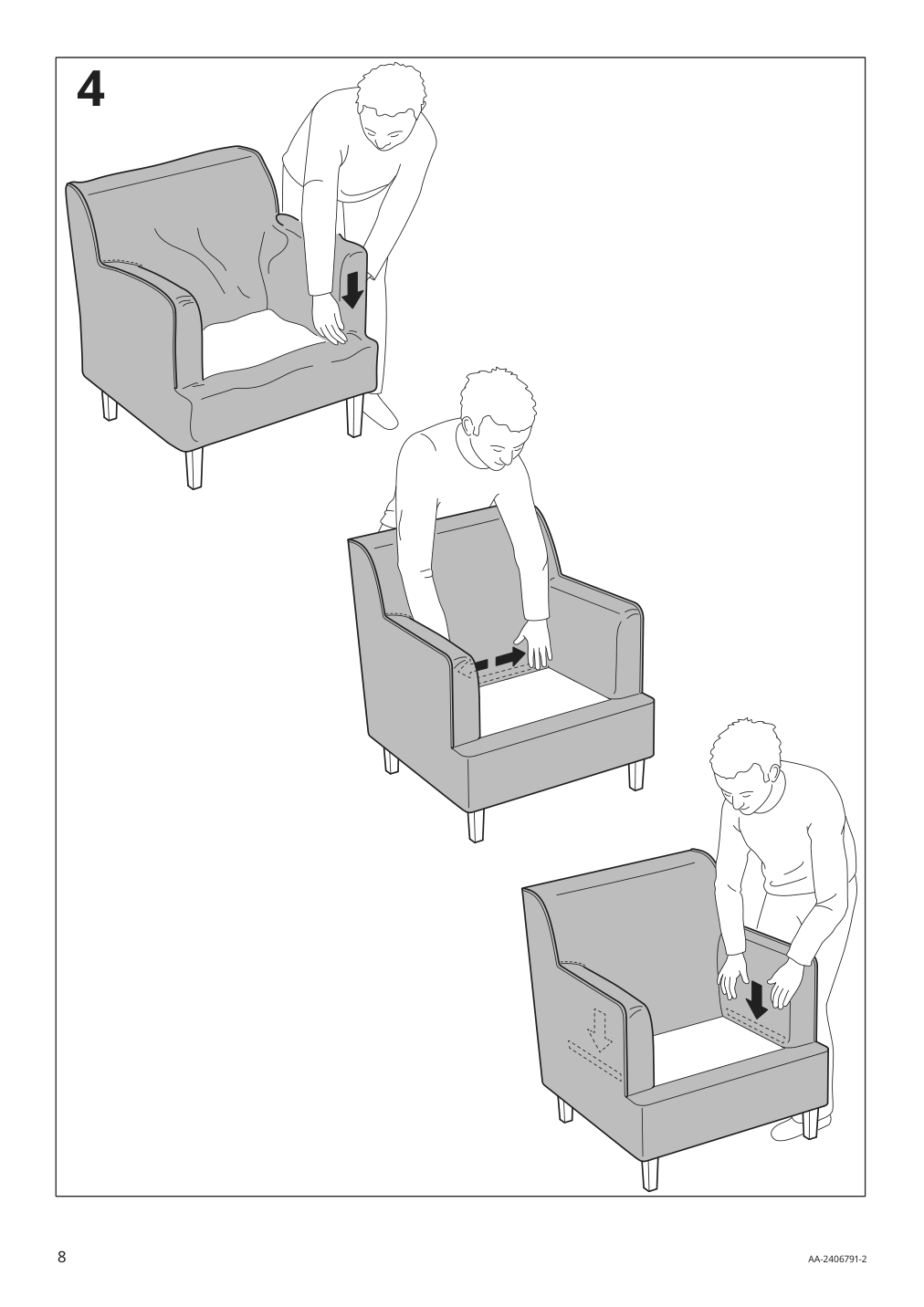 Assembly instructions for IKEA Rocksjoen armchair frame | Page 8 - IKEA ROCKSJÖN armchair with ottoman 095.146.89