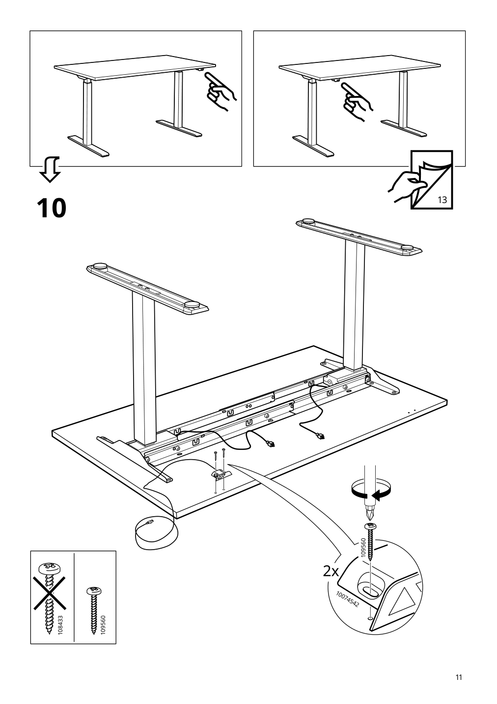 Assembly instructions for IKEA Rodulf underframe sit stand f table top white | Page 11 - IKEA RODULF desk sit/stand 993.261.70