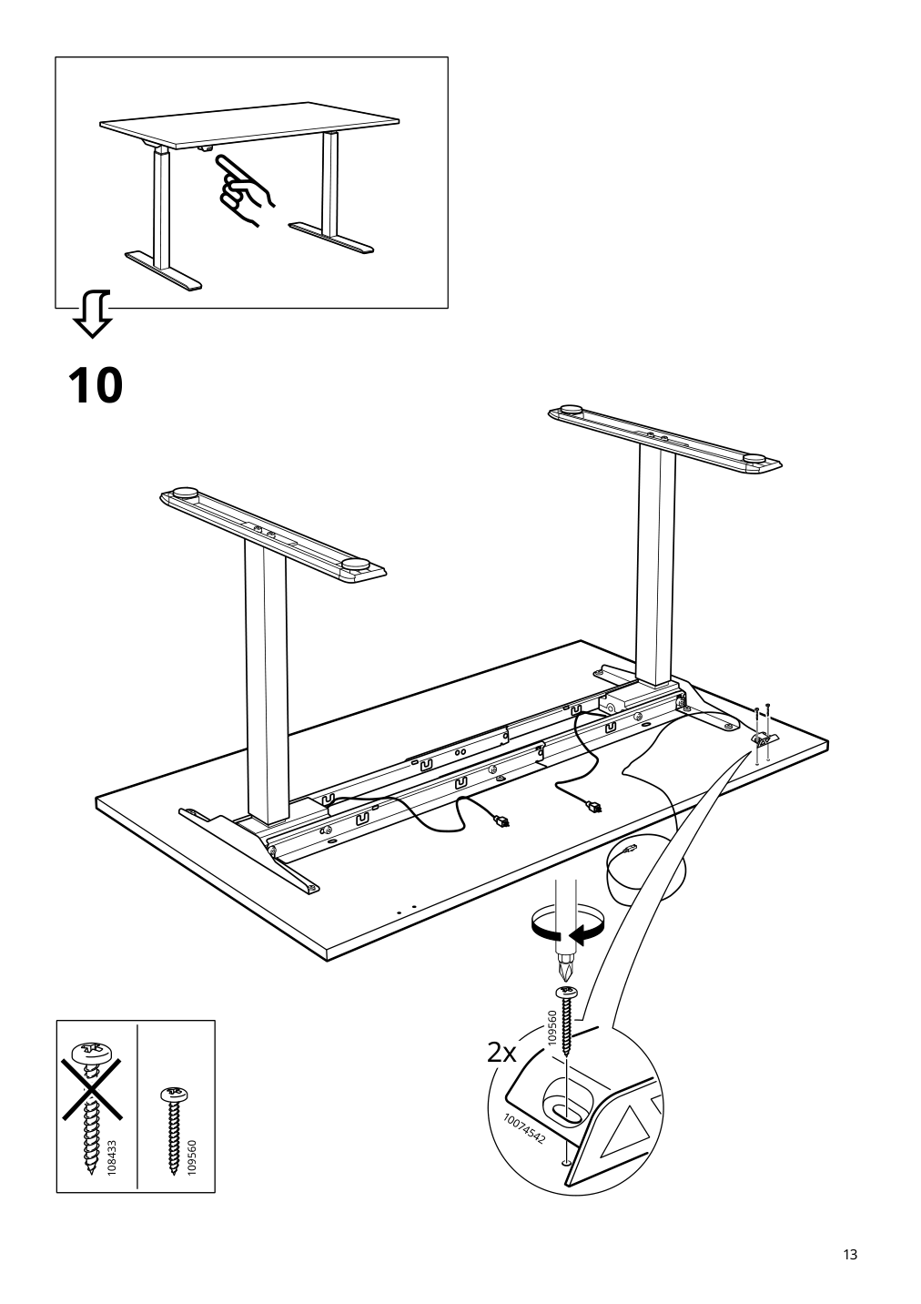 Assembly instructions for IKEA Rodulf underframe sit stand f table top white | Page 13 - IKEA RODULF desk sit/stand 993.261.70