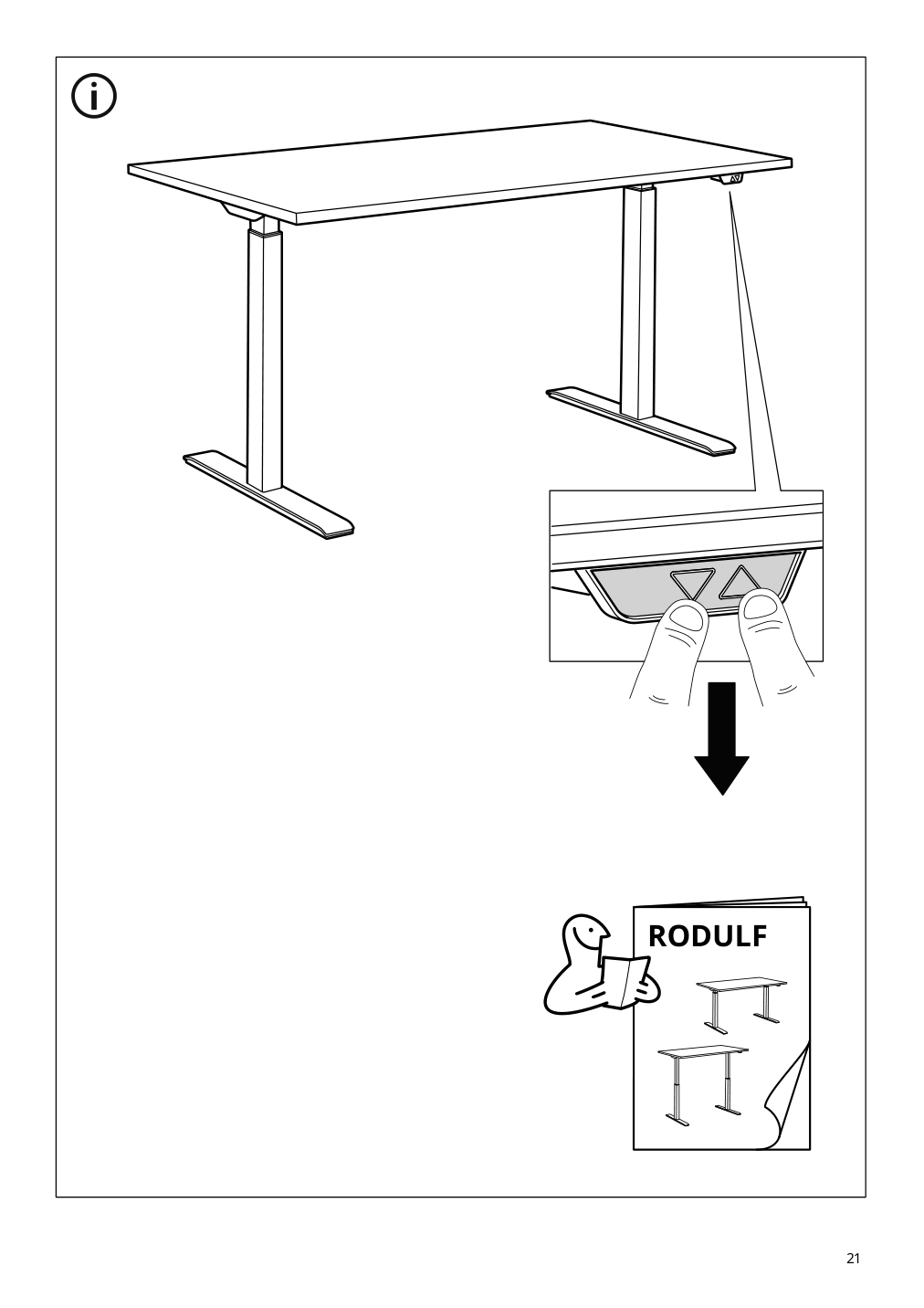 Assembly instructions for IKEA Rodulf underframe sit stand f table top white | Page 21 - IKEA RODULF desk sit/stand 993.261.70