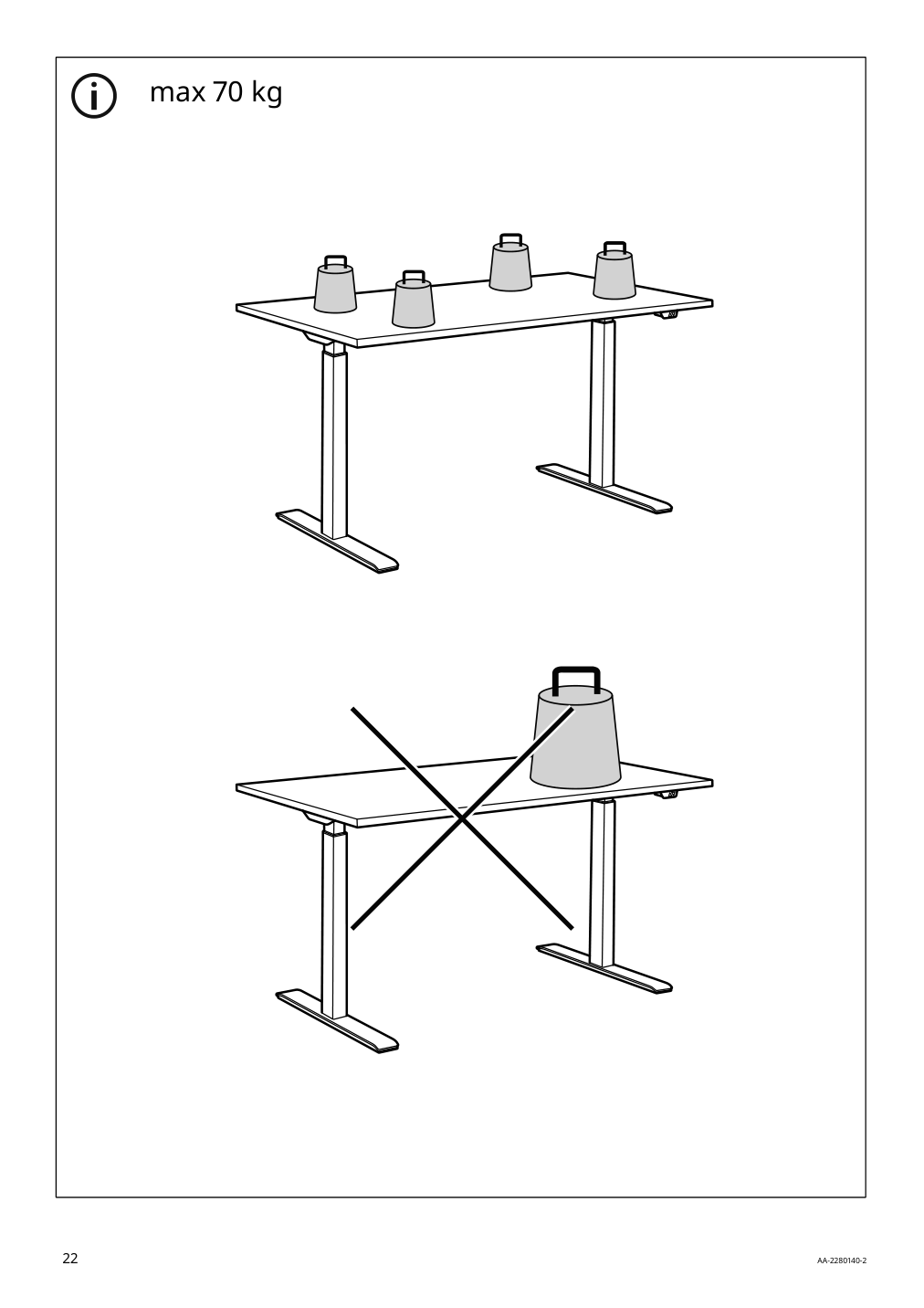 Assembly instructions for IKEA Rodulf underframe sit stand f table top white | Page 22 - IKEA RODULF desk sit/stand 993.261.70