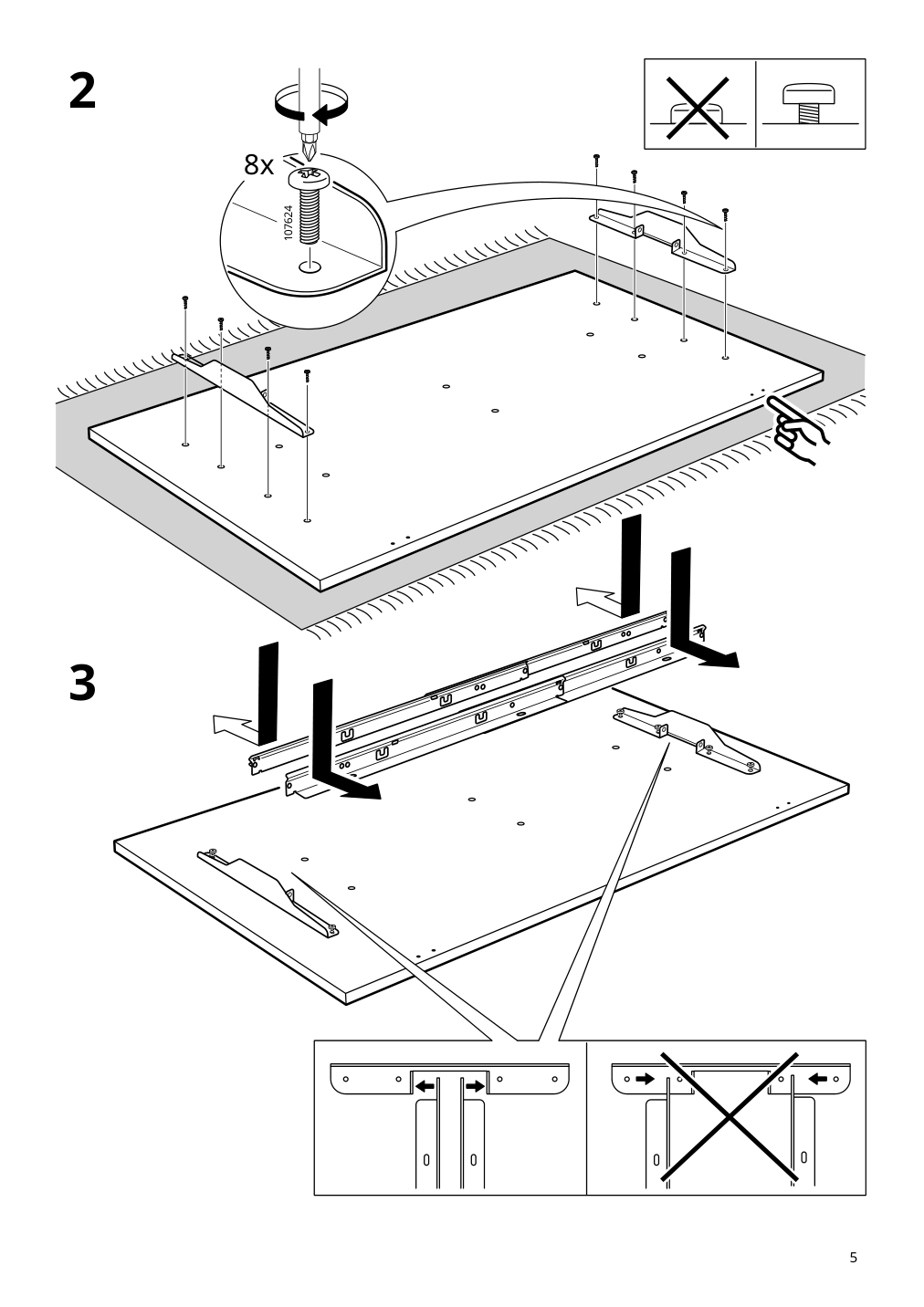 Assembly instructions for IKEA Rodulf underframe sit stand f table top white | Page 5 - IKEA RODULF desk sit/stand 993.261.70