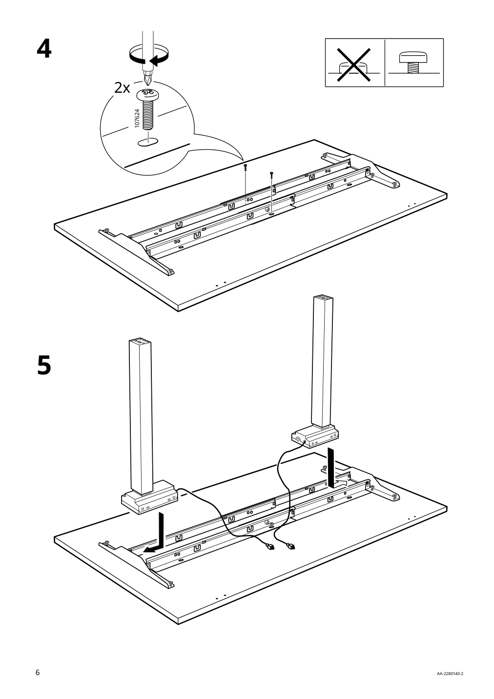 Assembly instructions for IKEA Rodulf underframe sit stand f table top white | Page 6 - IKEA RODULF underframe sit/stand f table top 604.642.90