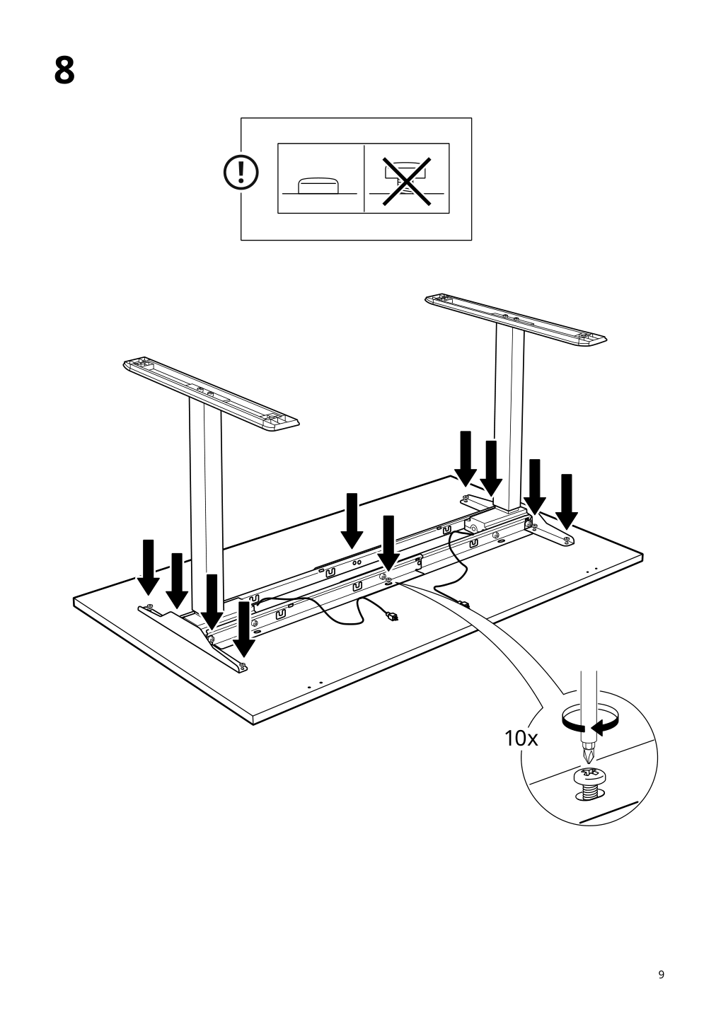 Assembly instructions for IKEA Rodulf underframe sit stand f table top white | Page 9 - IKEA RODULF desk sit/stand 993.261.70