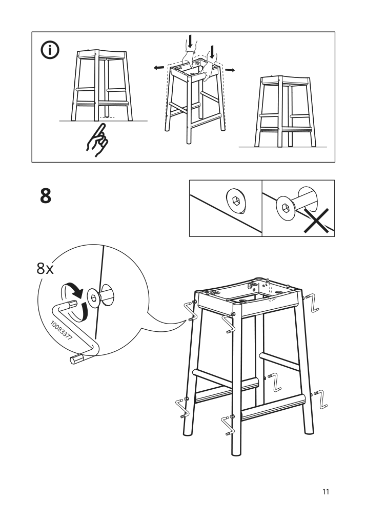 Assembly instructions for IKEA Roenninge bar stool birch | Page 11 - IKEA RÖNNINGE / RÖNNINGE bar table and 2 bar stools 694.423.31