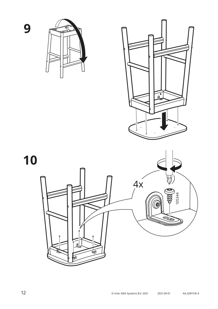 Assembly instructions for IKEA Roenninge bar stool birch | Page 12 - IKEA RÖNNINGE / RÖNNINGE bar table and 2 bar stools 694.423.31