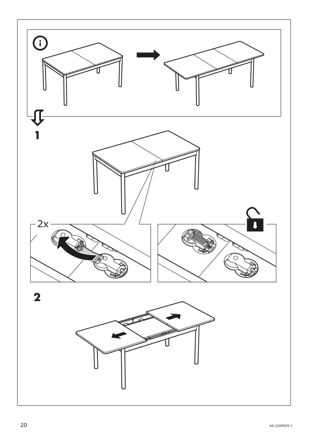 Assembly instructions for IKEA Roenninge extendable table birch | Page 20 - IKEA RÖNNINGE / LISABO table and 4 chairs 693.900.30