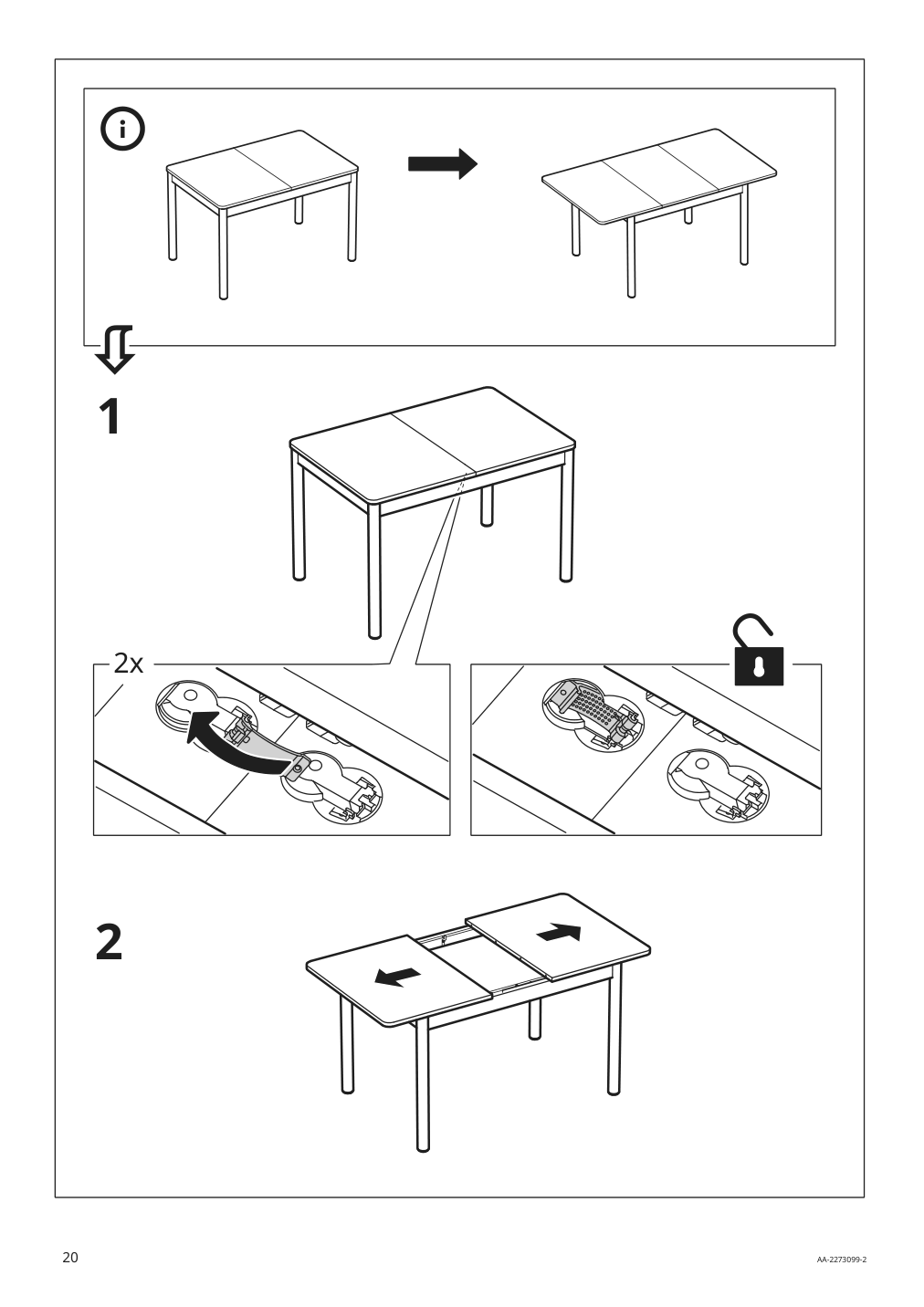 Assembly instructions for IKEA Roenninge extendable table birch | Page 20 - IKEA RÖNNINGE / LISABO table and 4 chairs 694.290.56