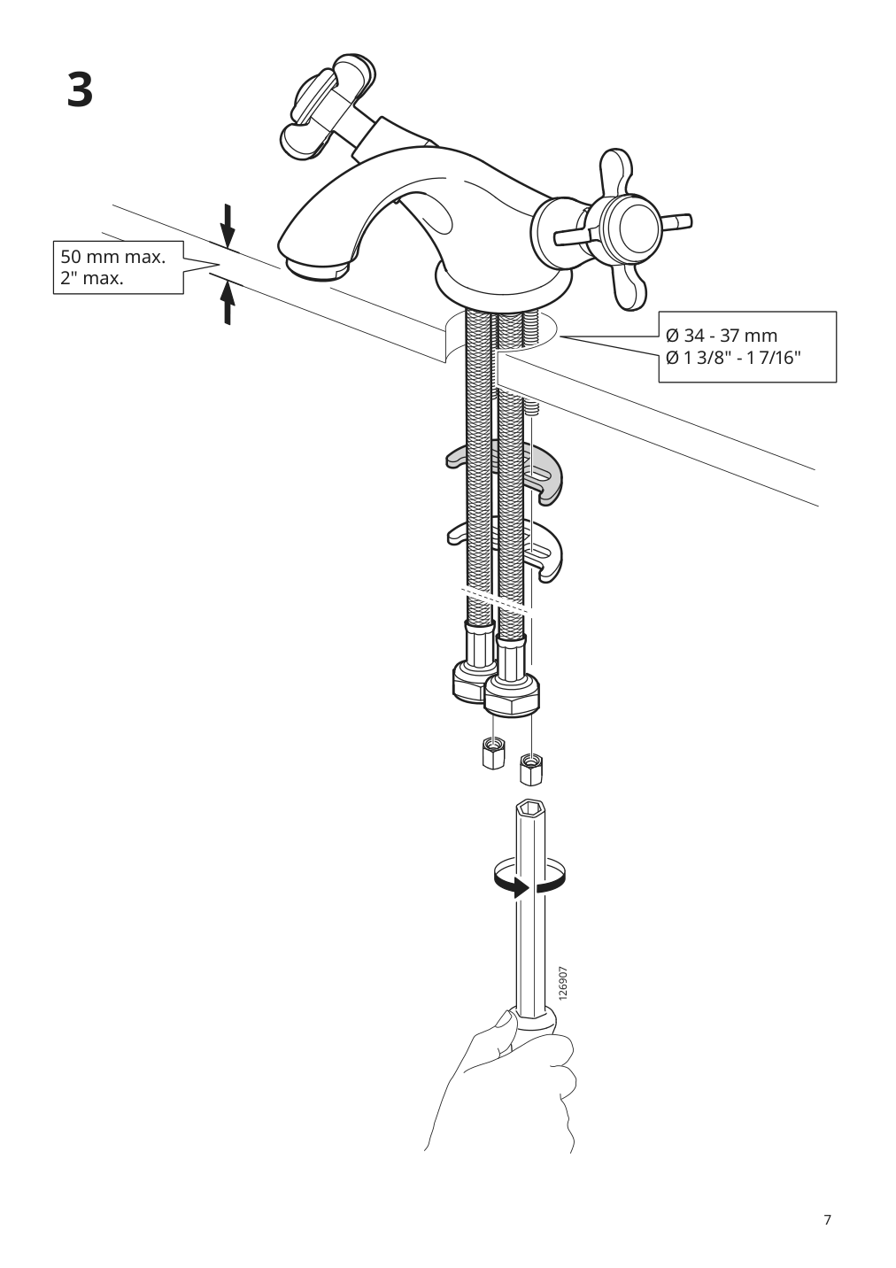 Assembly instructions for IKEA Runskaer bath faucet with strainer brass color | Page 7 - IKEA ENHET bathroom 694.408.98