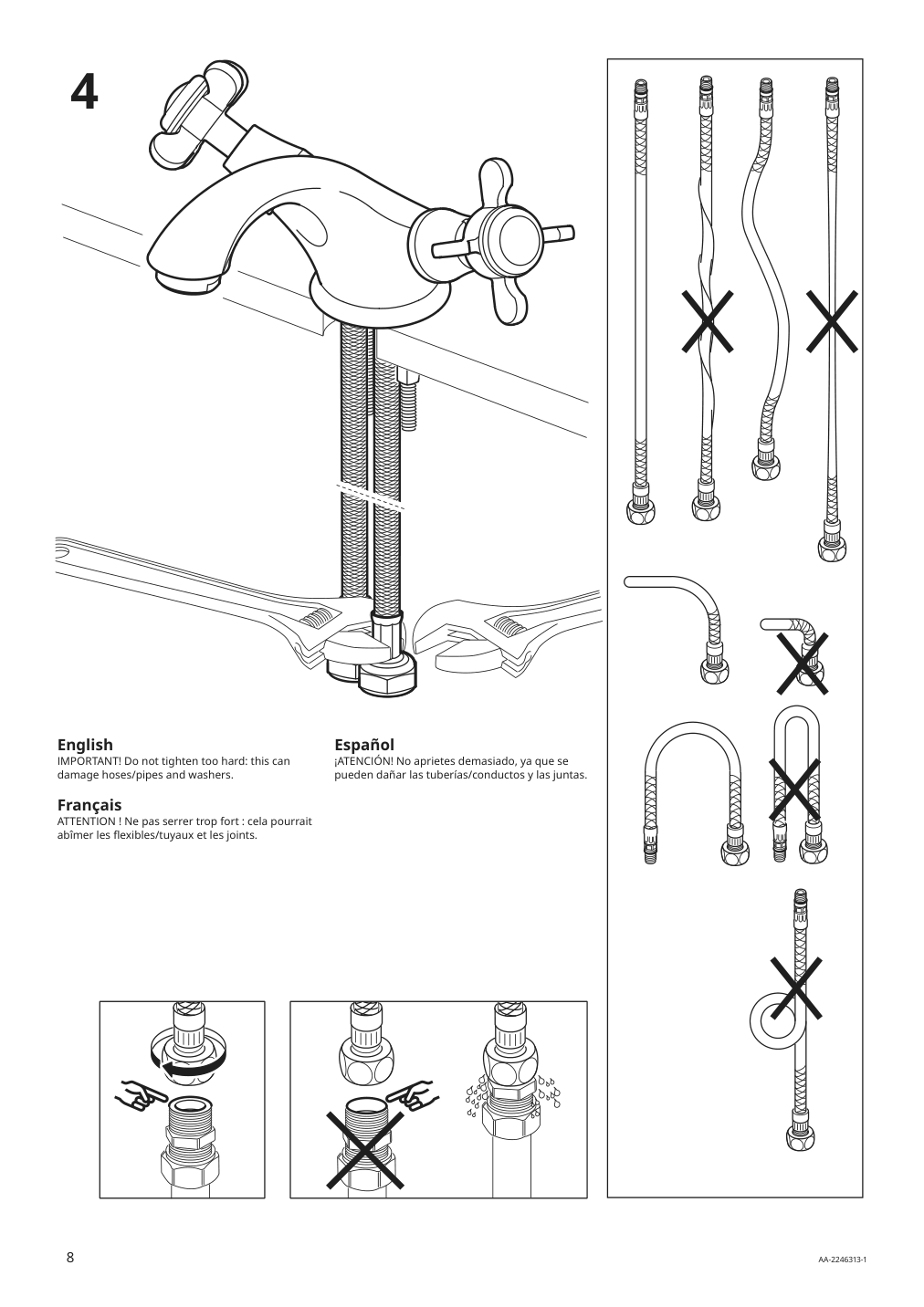 Assembly instructions for IKEA Runskaer bath faucet with strainer brass color | Page 8 - IKEA RUNSKÄR bath faucet with strainer 004.957.32