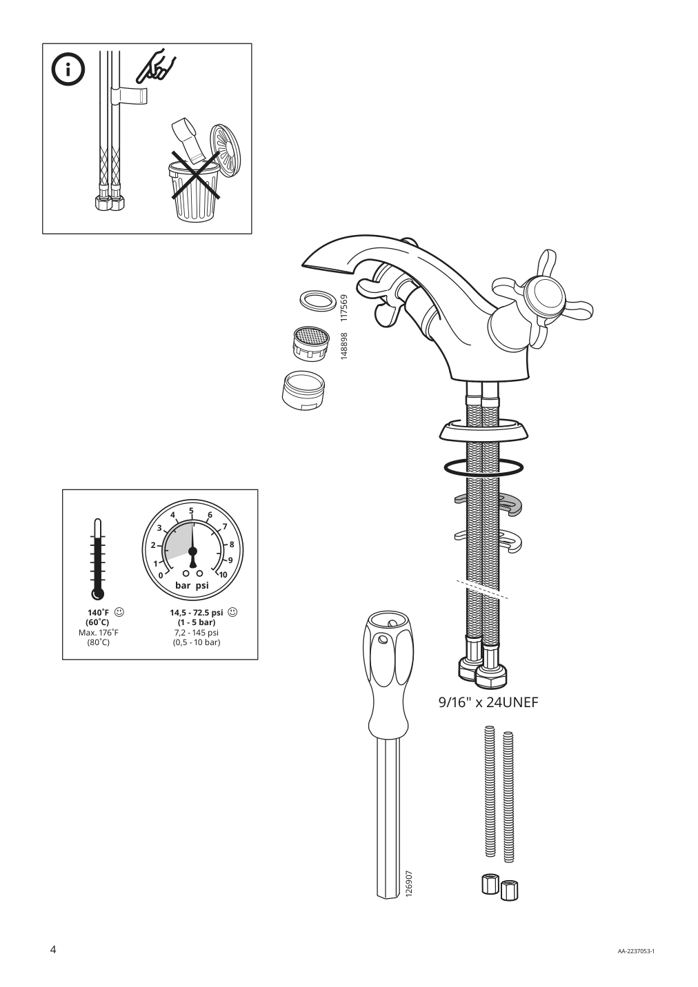 Assembly instructions for IKEA Runskaer bath faucet with strainer chrome plated | Page 4 - IKEA ENHET / TVÄLLEN sink cabinet with 2 drawers 794.802.28