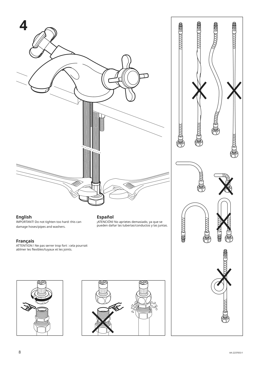 Assembly instructions for IKEA Runskaer bath faucet with strainer chrome plated | Page 8 - IKEA ENHET bathroom 994.408.73