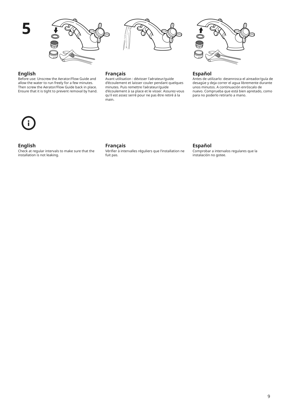 Assembly instructions for IKEA Runskaer faucet chrome plated | Page 9 - IKEA HEMNES / TOLKEN Bathroom vanity with sink & faucet 495.755.34