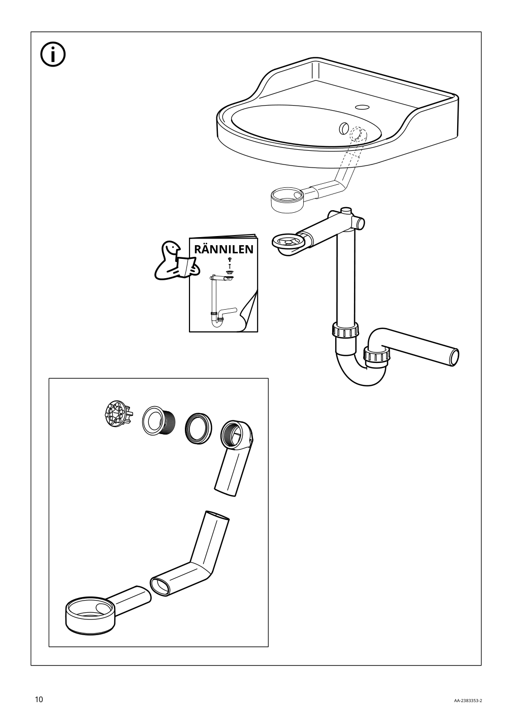 Assembly instructions for IKEA Rutsjoen semi recessed sink white | Page 10 - IKEA HEMNES / TOLKEN Bathroom vanity with sink & faucet 495.755.34