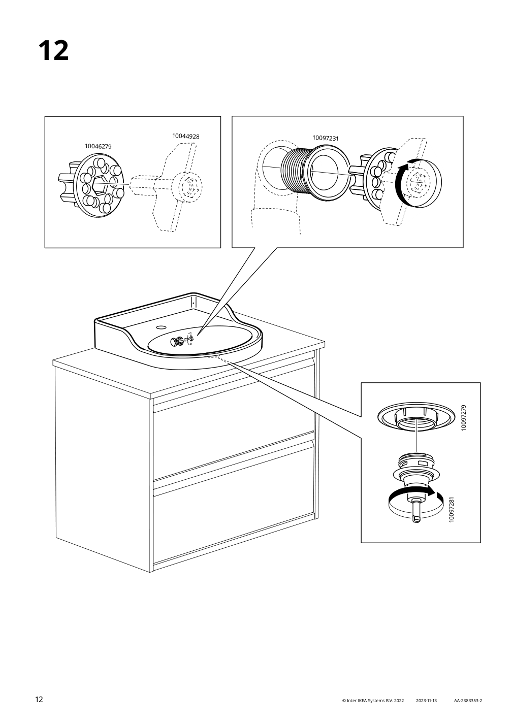 Assembly instructions for IKEA Rutsjoen semi recessed sink white | Page 12 - IKEA HEMNES / TOLKEN Bathroom vanity with sink & faucet 495.755.34