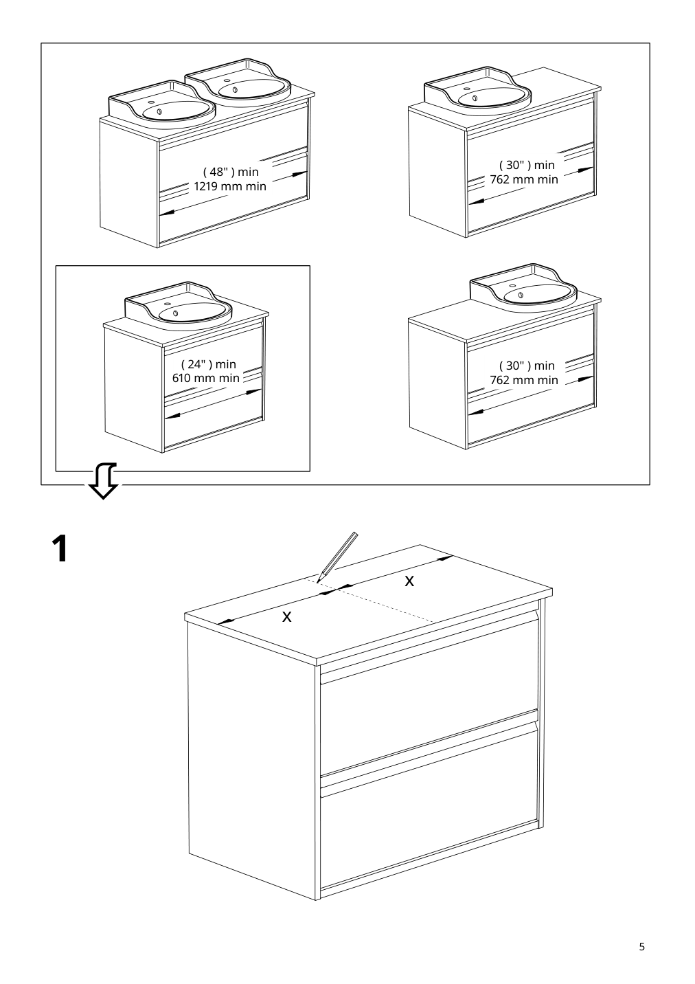 Assembly instructions for IKEA Rutsjoen semi recessed sink white | Page 5 - IKEA HEMNES / TOLKEN Bathroom vanity with sink & faucet 495.755.34