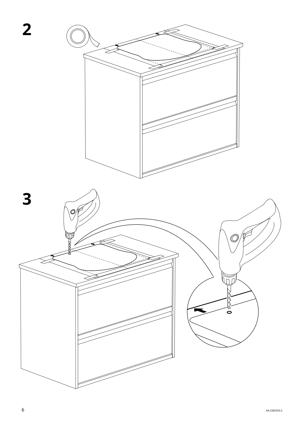 Assembly instructions for IKEA Rutsjoen semi recessed sink white | Page 6 - IKEA HEMNES / TOLKEN Bathroom vanity with sink & faucet 495.755.34