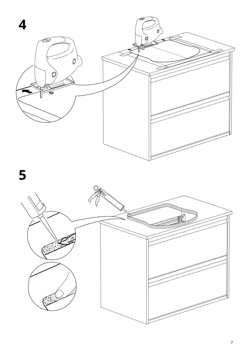 Assembly instructions for IKEA Rutsjoen semi recessed sink white | Page 7 - IKEA HEMNES / TOLKEN Bathroom vanity with sink & faucets 795.755.56