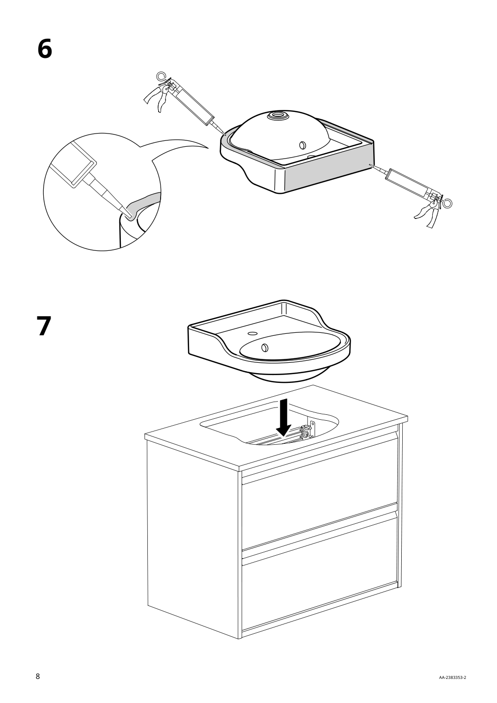 Assembly instructions for IKEA Rutsjoen semi recessed sink white | Page 8 - IKEA HEMNES / TOLKEN Bathroom vanity with sink & faucet 495.755.34