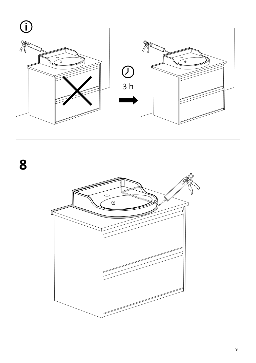 Assembly instructions for IKEA Rutsjoen semi recessed sink white | Page 9 - IKEA HEMNES / TOLKEN Bathroom vanity with sink & faucet 495.755.34