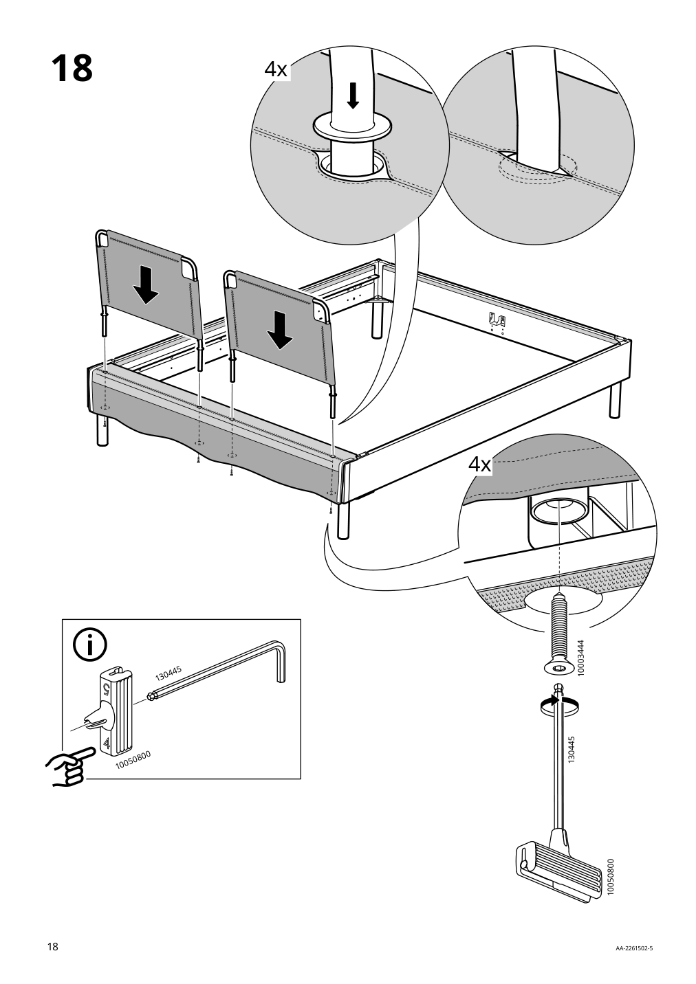 Assembly instructions for IKEA Sagesund upholstered bed frame diseroed brown | Page 18 - IKEA SAGESUND upholstered bed frame 304.903.80