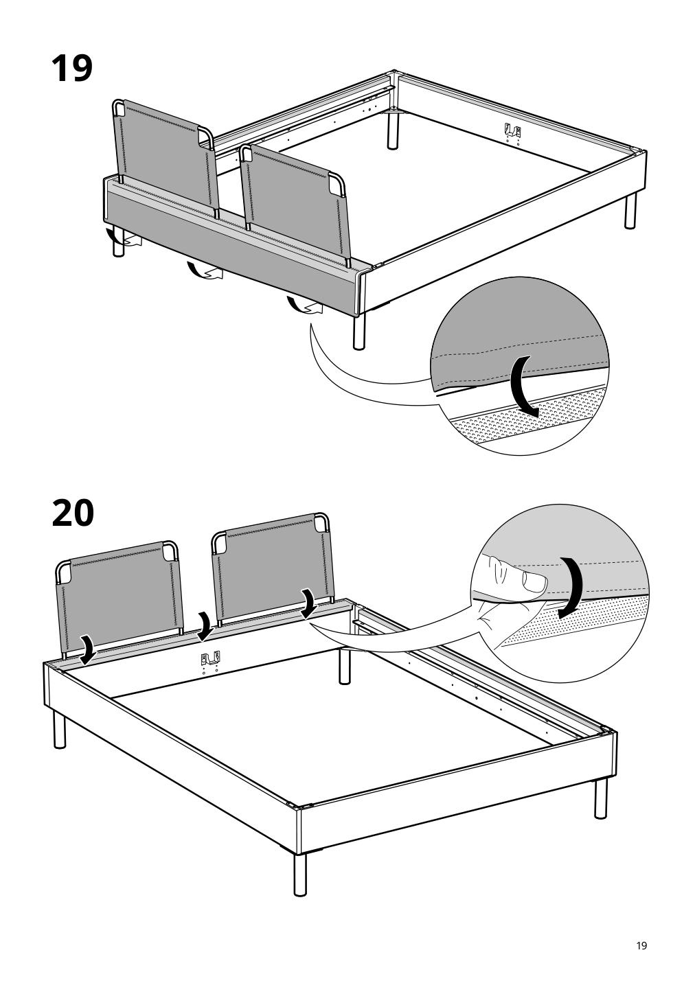 Assembly instructions for IKEA Sagesund upholstered bed frame diseroed brown | Page 19 - IKEA SAGESUND upholstered bed frame 304.903.80